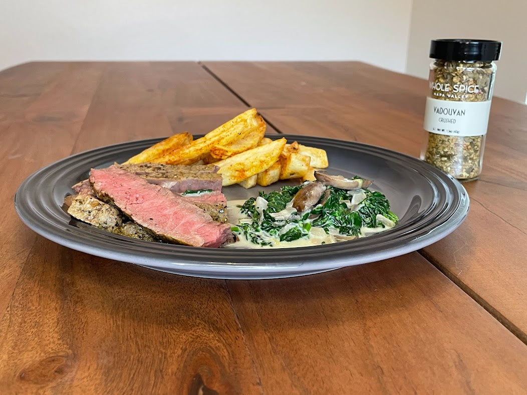 New York Strip Steak with Creamed Spinach