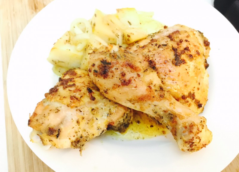 Roasted Chicken and Potatoes with French Herbs and Turmeric