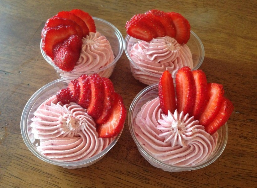 Strawberries and Pudding with Ruby Whipped Cream