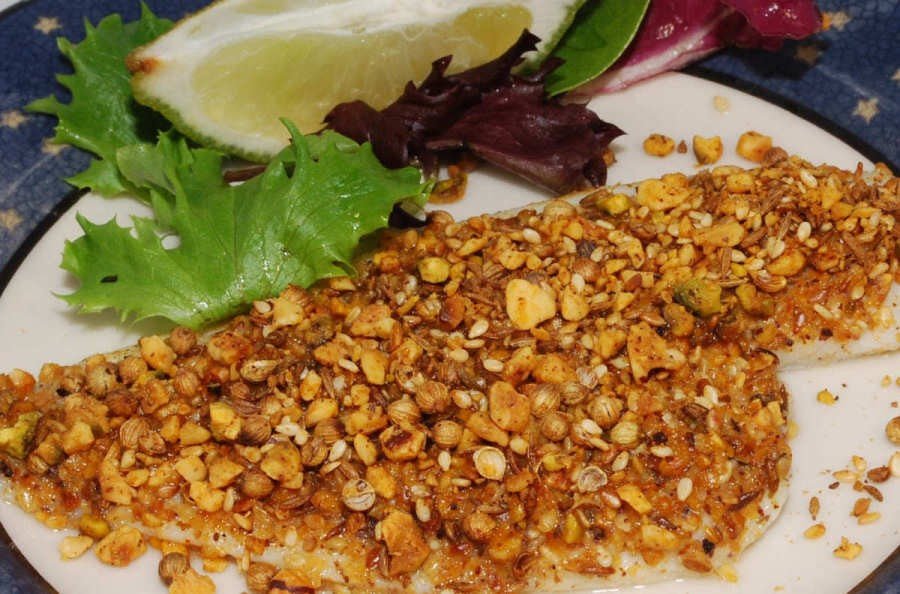 Tilapia with Dukka Bread Crust