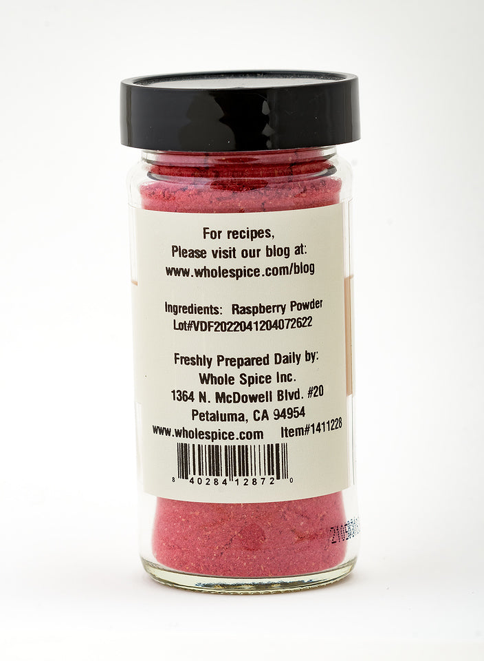A jar of Whole Spice Inc. Raspberry Fruit Powder.