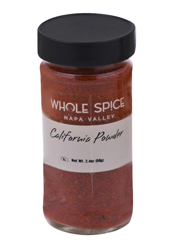 Whole Spice Inc. California Chili Powder is a vibrant red blend made from sun-dried Anaheim peppers, ideal for adding authentic California chili flavor to your dishes.