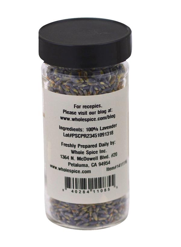 A jar of Whole Spice Inc. Lavender seeds—ideal for growing aromatic lavender with beautiful flowers and versatile culinary uses.