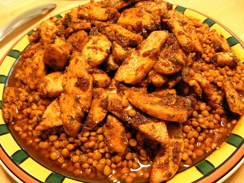 Chicken Ras El Hanout with Black Lentils