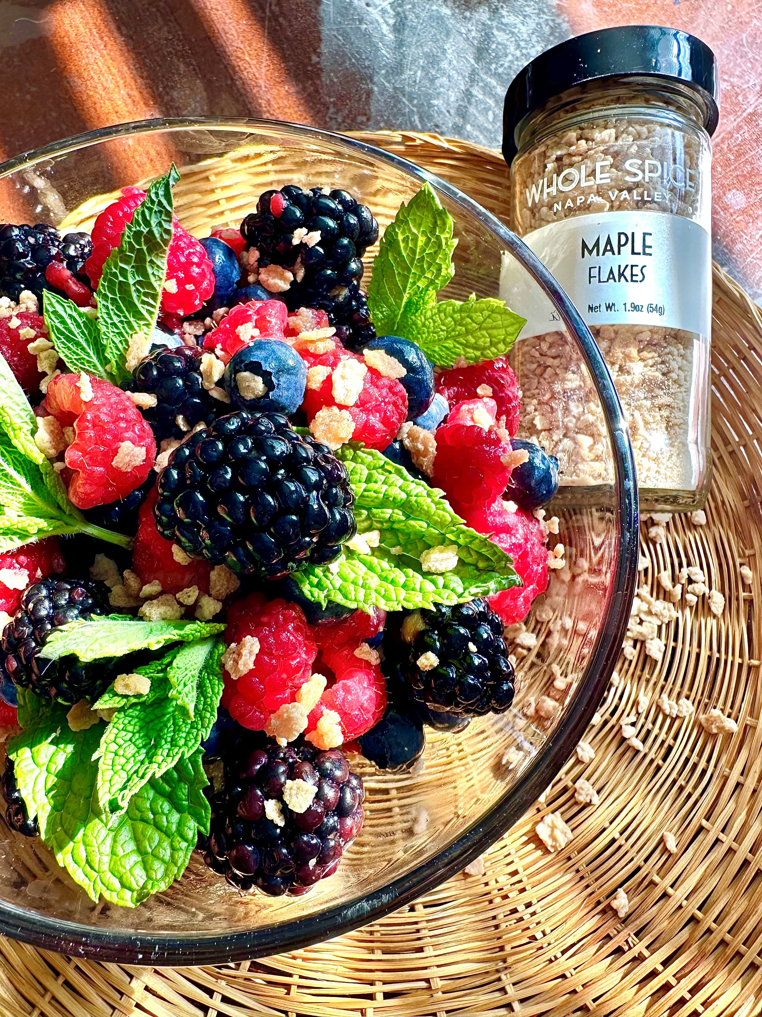 Fresh Berries with Crunchy Maple Flakes Salad