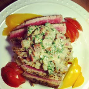 Seared Tuna and Tahini-Zhug Mélange