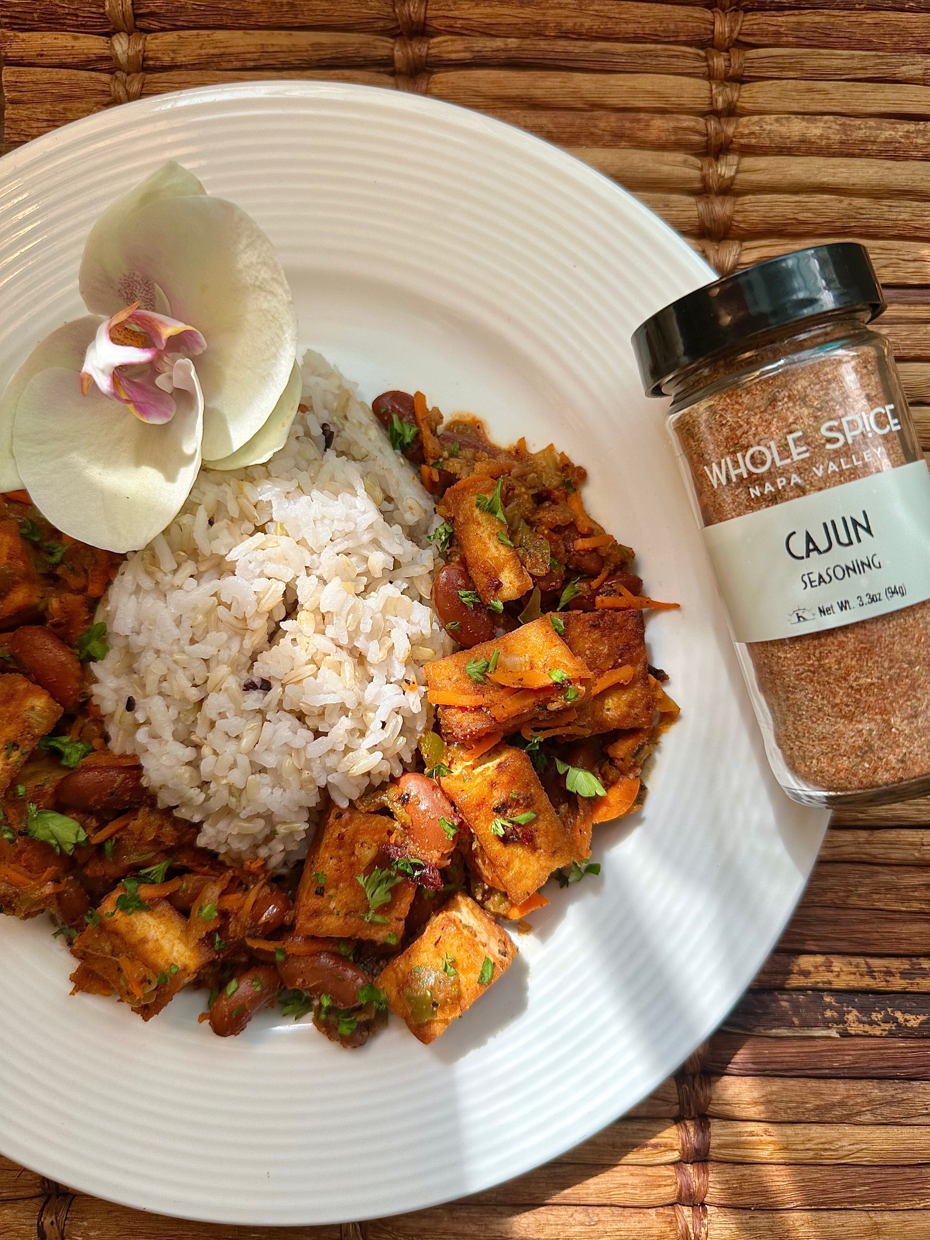 Vegan Red Beans & Rice with Spicy Tofu